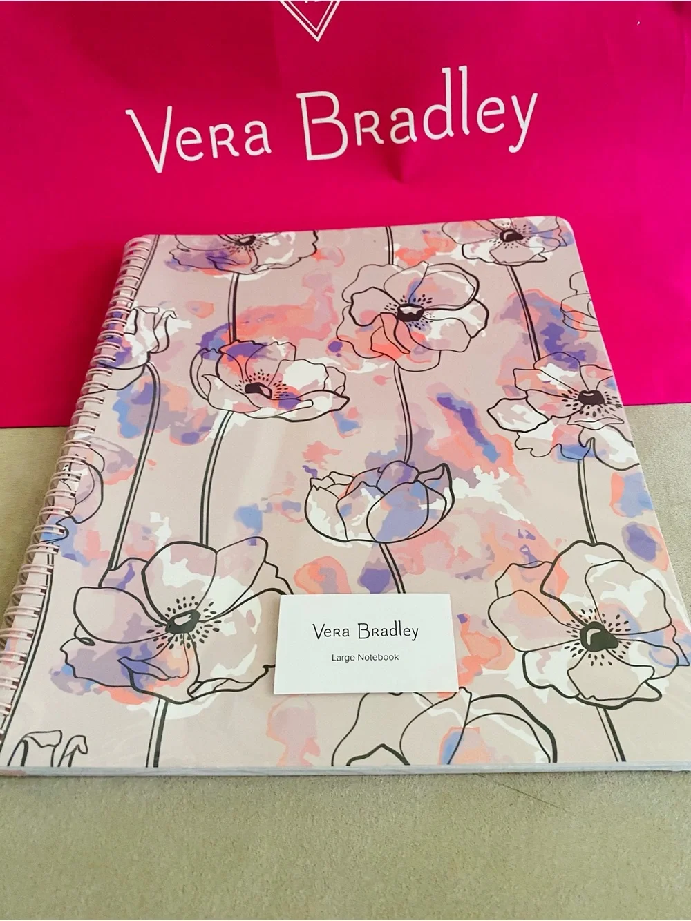 Vera Bradley Large Spiral Notebook NWT Anemone Watercolor. 160 pages